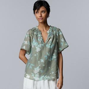 Блузка с рукавами-крылышками Simply Vera Vera Wang, Green Mint Floral