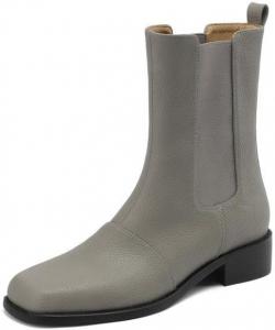 Женские ботинки TinaCus ручной работы из натуральной кожи с квадратным носком, челси на резинке, ботильоны, Grey