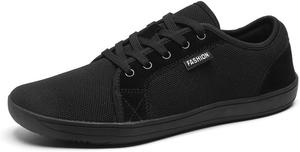 Мужские дышащие кроссовки для ходьбы из сетки, легкие повседневные кеды с плоской подошвой для широкой и узкой стопы, удобные кроссовки для ежедневного бега Qacksv, черный