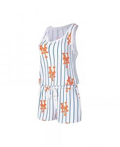 Белый женский вязаный комбинезон в тонкую полоску New York Mets Reel Concepts Sport