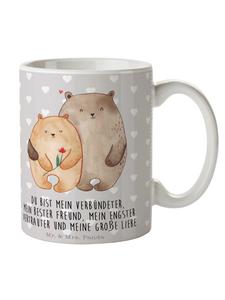 Кофейная кружка с надписью Медвежья любовь в пастельно-сером цвете Mr. & Mrs. Panda