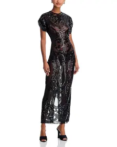 Длинное платье с короткими рукавами Norma Kamali, черный