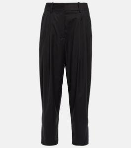 Зауженные шерстяные брюки с узором "елочка" ALAÏA, черный