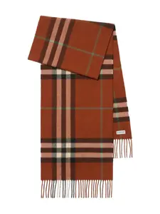 Кашемировый шарф в клетку BURBERRY, оранжевый