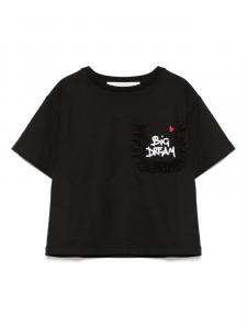 Simonetta футболка с вышитой надписью, черный