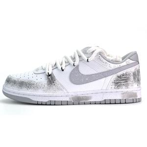 Nike Кроссовки Big LOW Leather Abrasion Resistant Breathable Slip Resistant Low top Skateboard мужские серо-белые