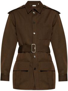 Burberry верхняя рубашка с поясом на талии и пуговицами, коричневый