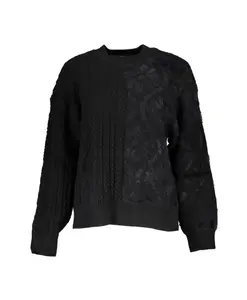 Элегантный свитер с высоким воротником и контрастными деталями. Desigual, черный