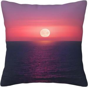 CarXs Подушка-брошка Hippie Throw с двусторонним принтом "Яркая луна над морем" Bright Moon at Sea Hippie