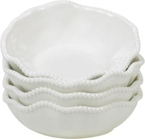 Кремовые бисерные универсальные миски Perlette - набор из 4 шт, 19 x 5 см, 623 г, элегантный меламин, небьющиеся и увесистые, устойчивые к царапинам - идеально для супов, салатов, хлопьев и приема гостей Certified International, кремовый