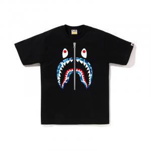 Футболка Bape Abc Camo Shark Silver Zip A BATHING APE, черно-серая