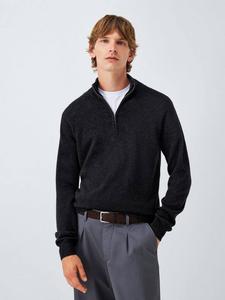 Кашемировый джемпер с полузастежкой и высоким воротником John Lewis, Charcoal