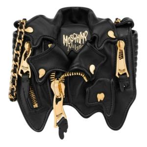 Кожаная сумка через плечо маленького размера женская черная MOSCHINO