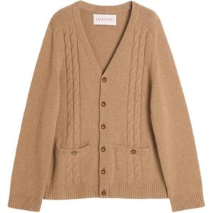 Кардиган на пуговицах с V-образным вырезом Valentino, легкий коричневый