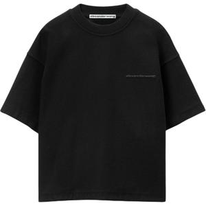 Футболка из хлопка с тисненым логотипом Alexander Wang, черный