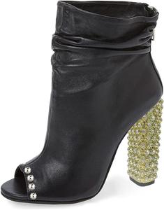 Женские стильные ботильоны FSJ с открытым носком и свободной посадкой, массивные каблуки, украшенные кристаллами, праздничные вечерние туфли, размер 4-15 US