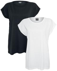 Футболка Urban Classics Ladies Extended Shoulder Tee Double Pack, черно-белый