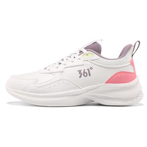 Женские противоскользящие износостойкие низкие повседневные кроссовки для бега бело-фиолетово-розовые 361° Feather White/Lilac Gray Purple