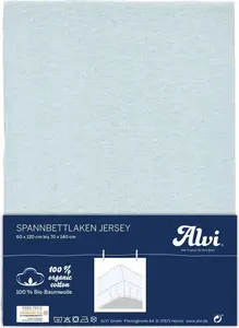 Простыня на резинке ALVI, хлопок, джерси, синий, 70x140 Alvi