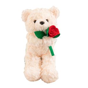 Плюшевая кукла милый медвежонок с цветком в виде сердца, высота 30 см Fat Fat Dragon, белый