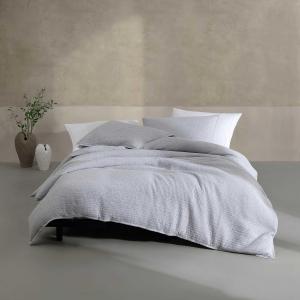 Calvin Klein Комплект постельного белья King (203x229 см), серо-голубой меланж, хлопок в рубчик, пододеяльник, простыня, наволочки