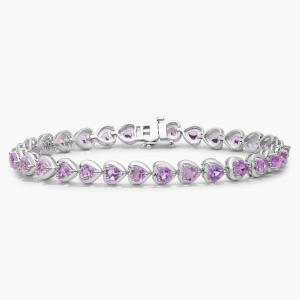 Браслет с розовым аметистовым сердцем из стерлингового серебра Blue Nile