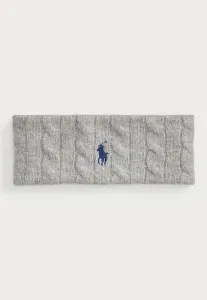 Вязаная шерстяно-кашемировая повязка на голову с косами и наушники Polo Ralph Lauren, Soft Grey