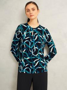 Топ Julia с цветочным принтом и вырезом-замочной скважиной Hobbs, Navy Blue