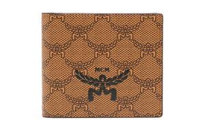 MCM Холщовый кошелек с кожаной отделкой малый мужской коньячный