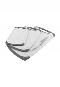 Набор разделочных досок 4-предметный с ножом гранит-лайт белый Gräwe