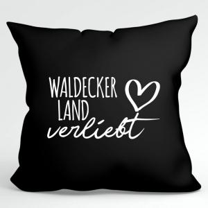 УРАА! Подушка Waldecker Land in love декоративная подушка с наполнителем 40х40см Черный с названием любимого региона Hellweg Druckerei