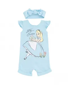 Детский французский трикотажный комбинезон и повязка для девочек Alice in Wonderland, синий