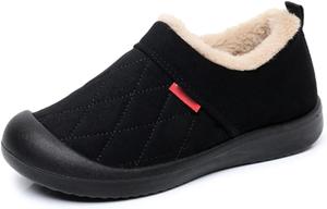 Женские утепленные плюшевые зимние ботинки для улицы, противоскользящие слипоны, легкая зимняя обувь Generic, Black
