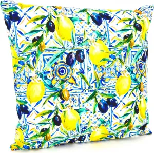 Декоративная подушка Heimtexland 45x45, водонепроницаемая садовая подушка с наполнителем, декоративная подушка для гостиной, водоотталкивающая садовая подушка с принтом в средиземноморском стиле, тип 913, лимон heimtexland