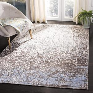 Ковер SAFAVIEH, 183 x 183 см, Expression Collection, Ivory & Grey, ручной работы из вискозы, идеален для помещений с высокой проходимостью в гостиной, спальне (EXP477F)