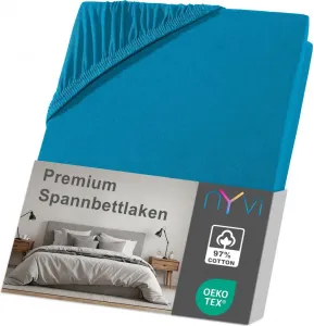 Простыня на резинке DreamScience Premium 140 - 160 x 220 см, бензин, 2 шт. в упаковке для кроватей с пружинным блоком шириной до 32 см - Простыня на резинке Comfort, 190 г/м², без усадки, без складок, с резинкой NYVI