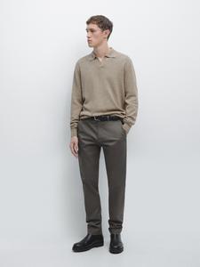 Брюки slim fit из хлопковой смеси Massimo Dutti, grey