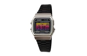 CASIO Мужские часы Retrofit Series с кварцевым механизмом, стальной браслет, черный циферблат