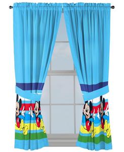 Комплект из 4 штор с изображением Микки Мауса для детской спальни (2 шт) Sunny Side Up, Blue