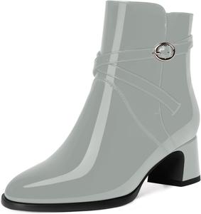 Женские сапоги MODENCOCO, удобные, повседневные, для свиданий, с круглым носком, массивным низким каблуком, по щиколотку, 5,1, Grey