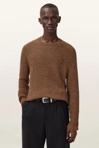 Свитер из смесовой шерсти Allsaints, коричневый