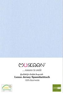 Простыня трикотажная приталенная 140х200 - 160х200 см светло-голубая/голубая - 100% хлопок Müskaan
