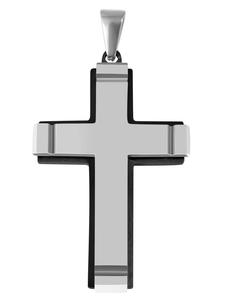 Adeliás Мужской кулон - крест из нержавеющей стали, черный