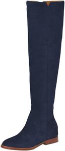 Женские сапоги FOWT с заостренным носком до колена, на плоской подошве, с боковой молнией, теплые осенне-зимние, размер 4-16 US, Navy