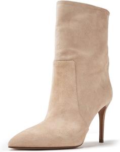 Женские закрытые ботильоны Maiyang с заостренным носком и тонким высоким каблуком, короткие ботинки на пуговицах, стильная обувь на осень и зиму, для вечеринок и повседневной носки, размер 4-16 US, Beige