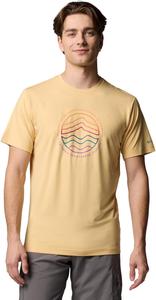 Мужская футболка Columbia Kwick Hike с коротким рукавом и принтом, Sand Dune Heather/Peaked Lifestyle