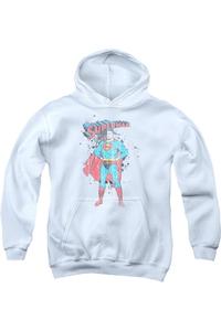 Супермен Винтаж с брызгами краски детская толстовка с капюшоном Gildan, белый