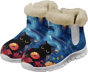 Tomeusey Женские зимние ботинки на снег с теплой меховой подкладкой, удобные короткие ботильоны для улицы, противоскользящие плюшевые ботинки с белой подошвой