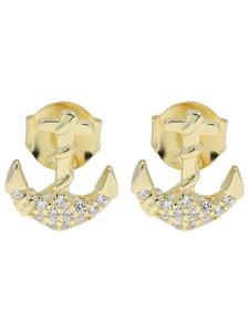 Adeliás Женские серьги - серьги-гвоздики из серебра 925 пробы с кубическим цирконием в золотой оправе