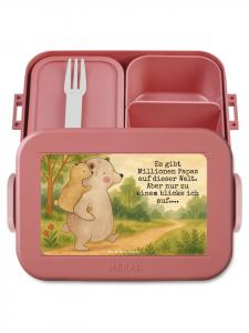Mr. & Mrs. Panda Дизайн бенто-бокса «Папа Медведь» с надписью, пастельно-красный цвет